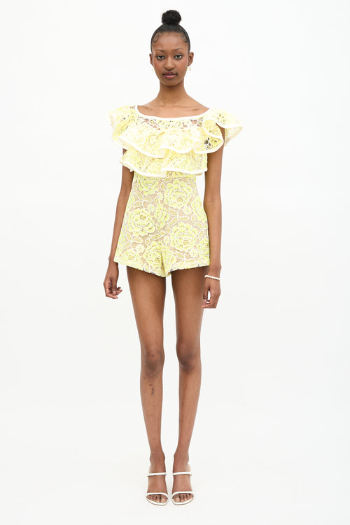 Alexis Guipure Lace Ruffle Romper