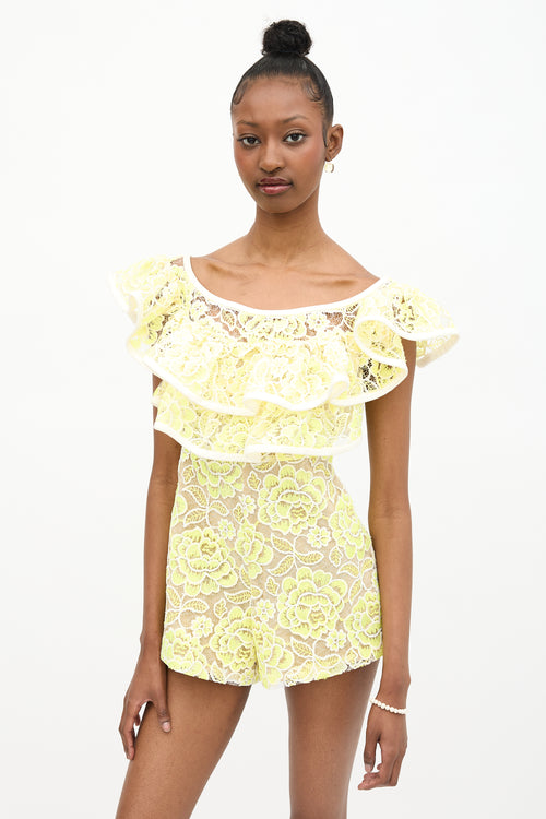 Alexis Guipure Lace Ruffle Romper