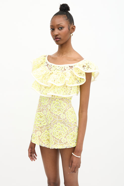 Alexis Guipure Lace Ruffle Romper