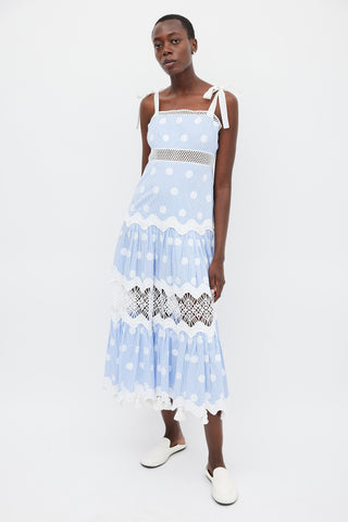 Alexis Light Blue & White Embroidered Ada Midi Dress
