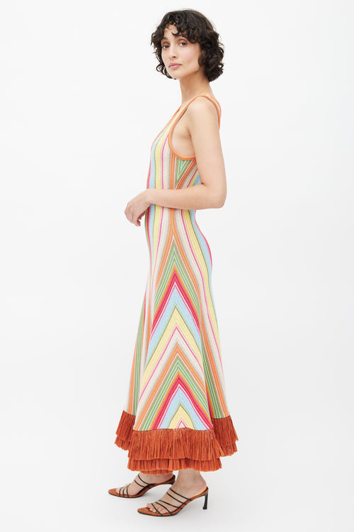 Alexis Multicolour Knit Raffia Hem Tank Dress