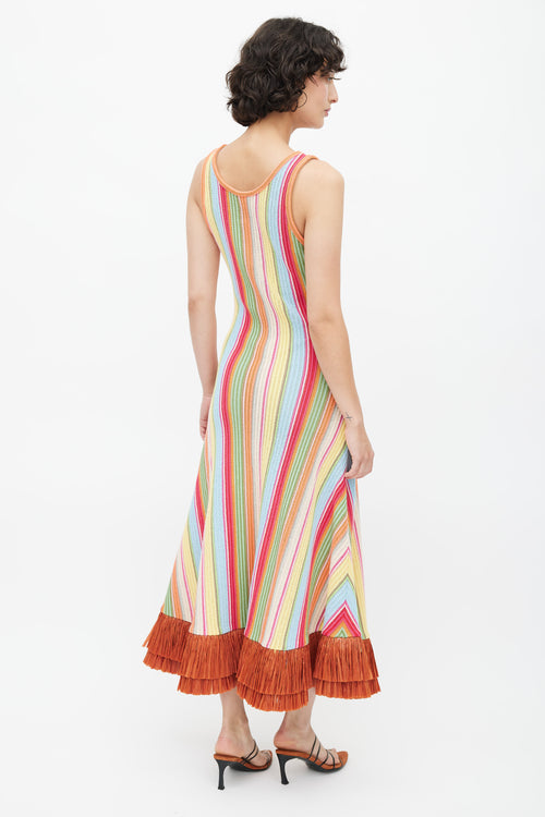 Alexis Multicolour Knit Raffia Hem Tank Dress