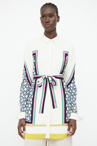 Alexis Cream Multi Coloured Geometric Long Sleeve Shirt