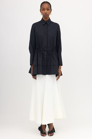 Alaïa Poplin Drawstring Tiered Shirt