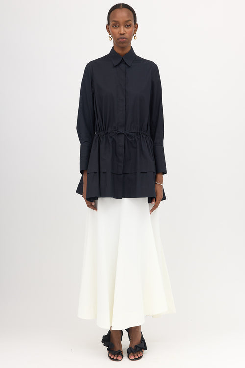 Alaïa Poplin Drawstring Tiered Shirt