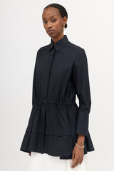 Alaïa Poplin Drawstring Tiered Shirt