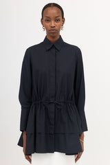 Alaïa Poplin Drawstring Tiered Shirt