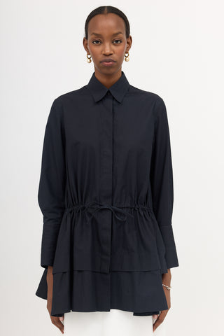 Alaïa Poplin Drawstring Tiered Shirt