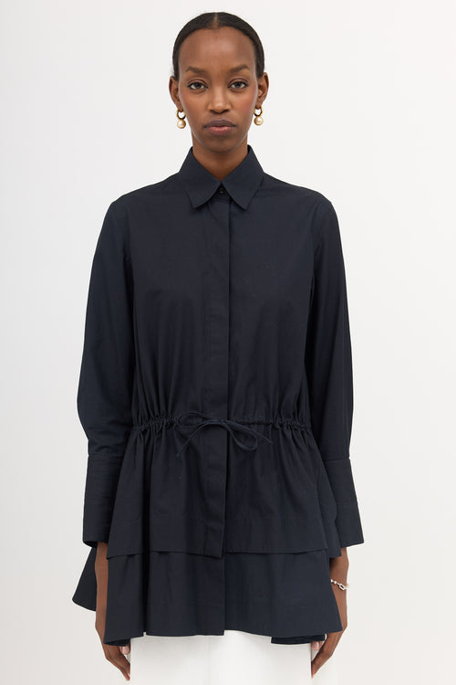 Alaïa Poplin Drawstring Tiered Shirt