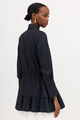 Alaïa Poplin Drawstring Tiered Shirt