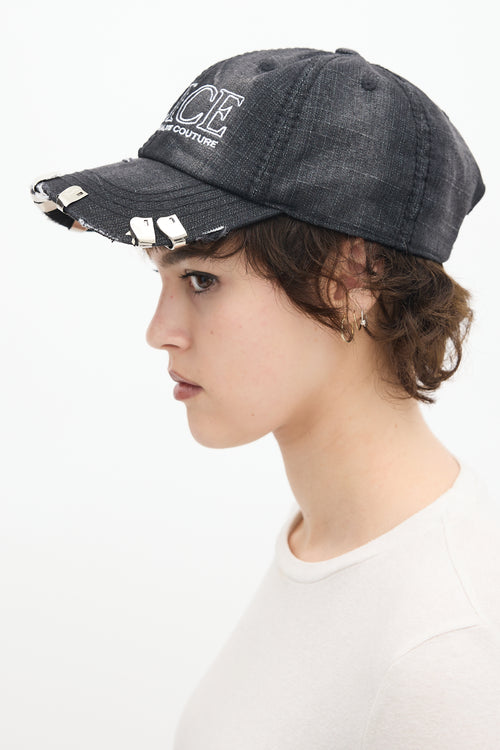 Alice Hollywood Washed Black Denim Embroidered Atelier Logo 1.0 Baseball Hat