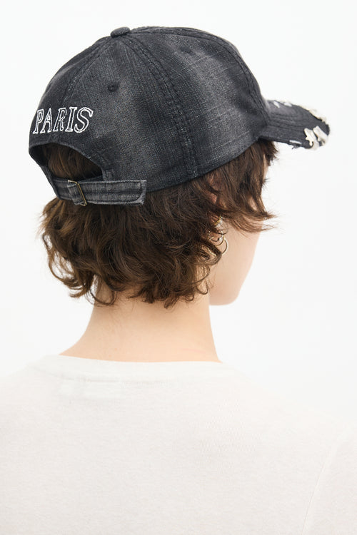 Alice Hollywood Washed Black Denim Embroidered Atelier Logo 1.0 Baseball Hat