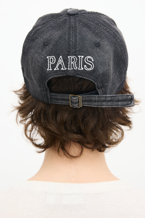 Alice Hollywood Washed Black Denim Embroidered Atelier Logo 1.0 Baseball Hat