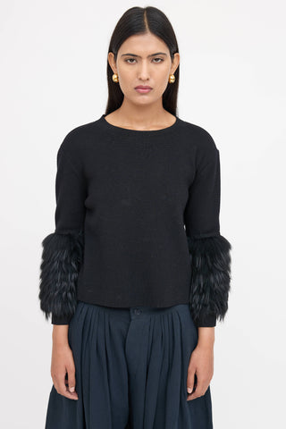 Alice + Olivia Fur Wool Sweater