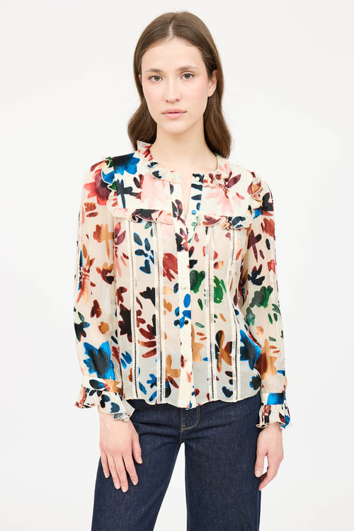 Alice + OliviaPattern Button Up  Blouse