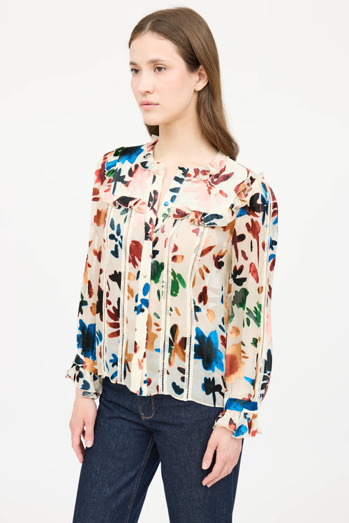 Alice + OliviaPattern Button Up  Blouse