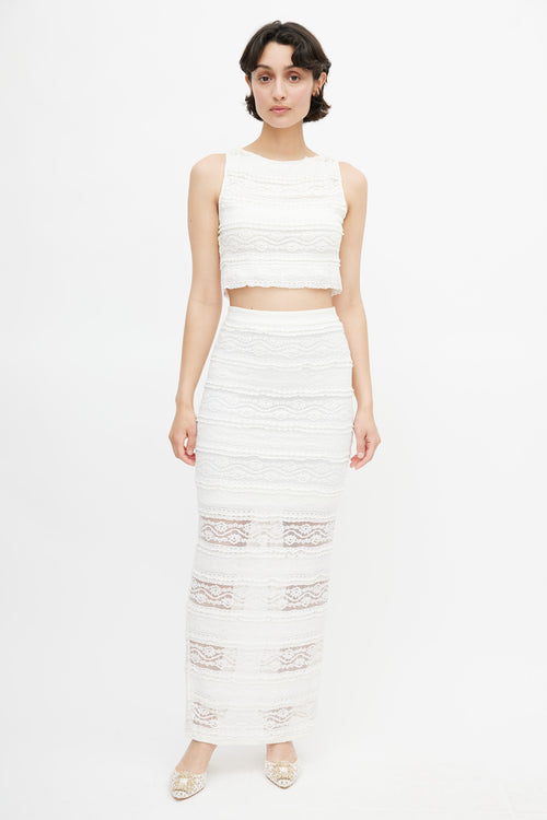 Alice + Olivia White Lace Skirt Set