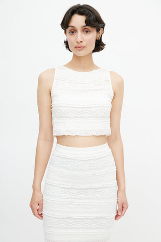 Alice + Olivia White Lace Skirt Set