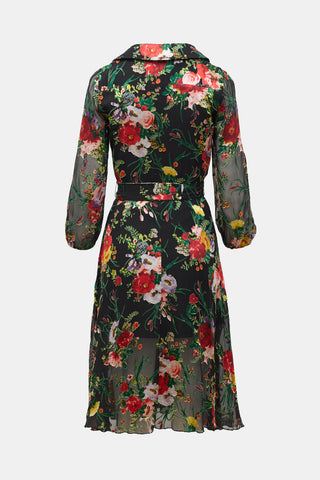 Alice + Olivia Silk Floral Wrap Dress