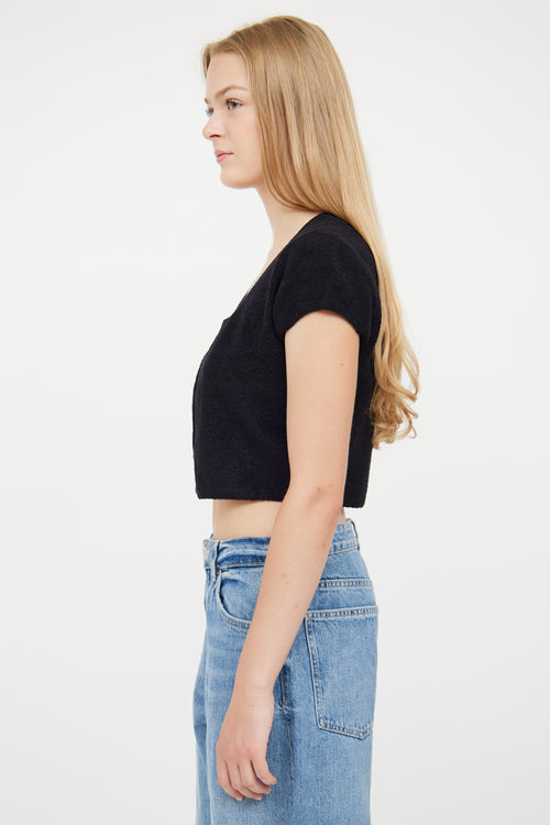 Alice + Olivia Black Crop Chain Detail Top