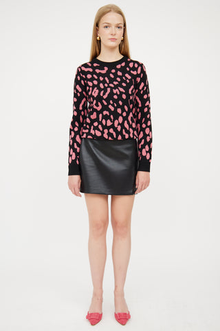 Alice + Olivia Black & Pink Print Sweater