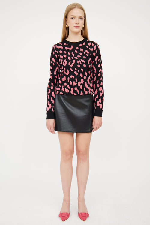 Alice + Olivia Black & Pink Print Sweater