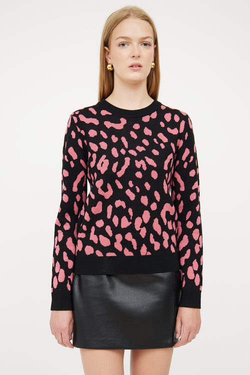 Alice + Olivia Black & Pink Print Sweater