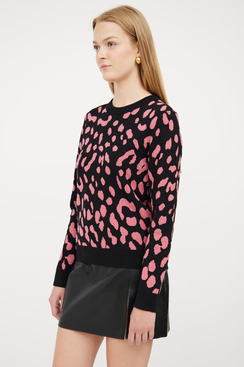 Alice + Olivia Black & Pink Print Sweater