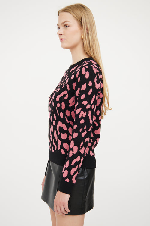 Alice + Olivia Black & Pink Print Sweater