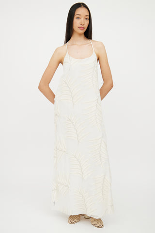 Alice + Olivia Cream Silk Embroidered Maxi Dress