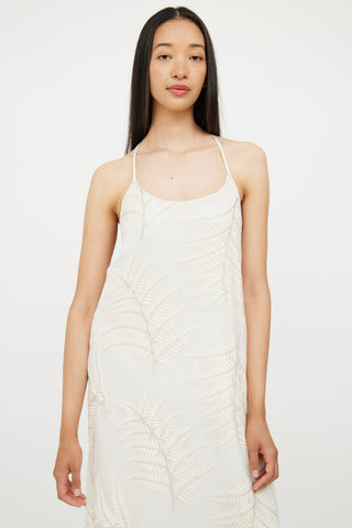 Alice + Olivia Cream Silk Embroidered Maxi Dress