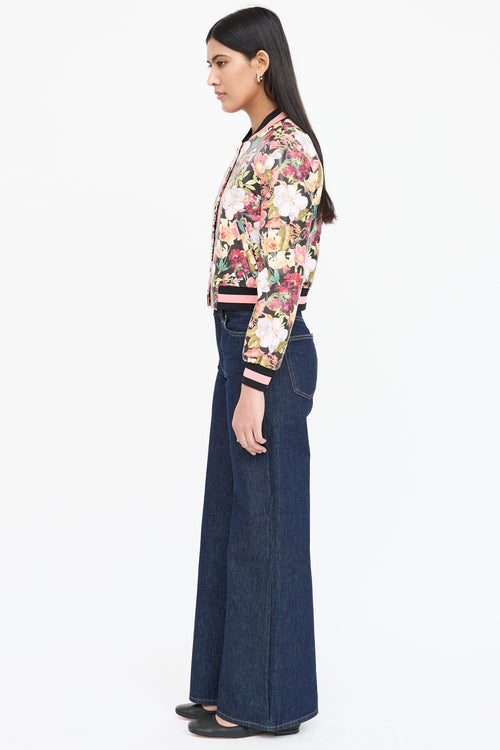 Alice + Olivia Floral Faux Leather Jacket