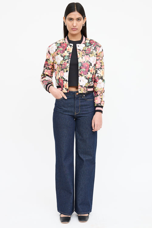 Alice + Olivia Floral Faux Leather Jacket
