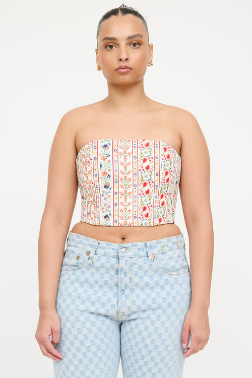 Alice + Olivia Linen Floral Corset