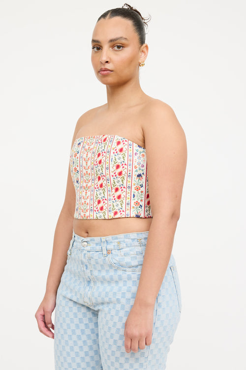 Alice + Olivia Linen Floral Corset