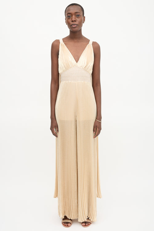 Alice + Olivia Metallic Plissé Rosalie Jumpsuit