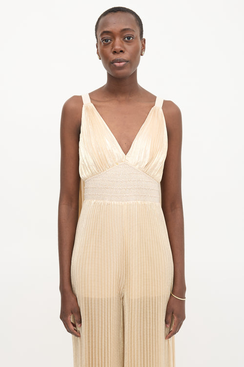 Alice + Olivia Metallic Plissé Rosalie Jumpsuit
