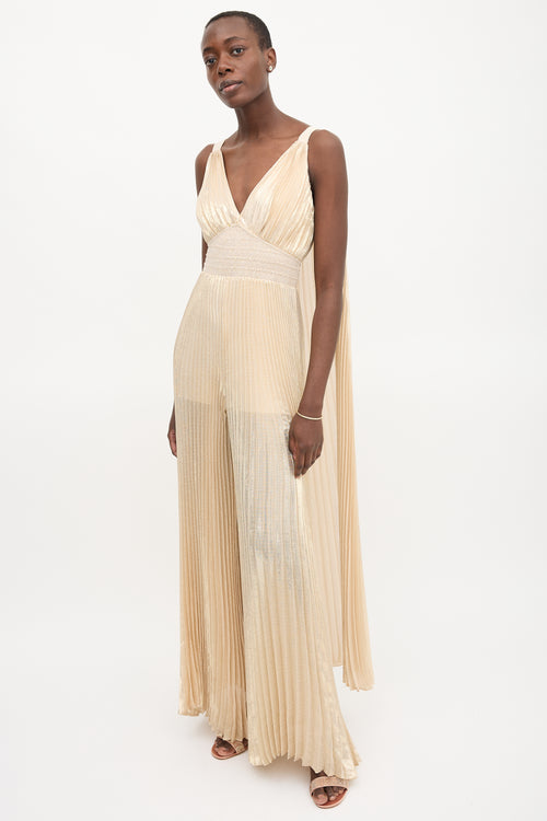 Alice + Olivia Metallic Plissé Rosalie Jumpsuit