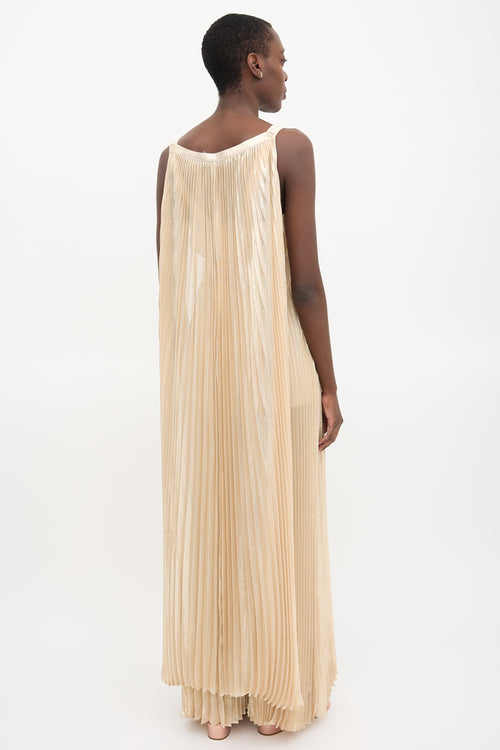 Alice + Olivia Metallic Plissé Rosalie Jumpsuit