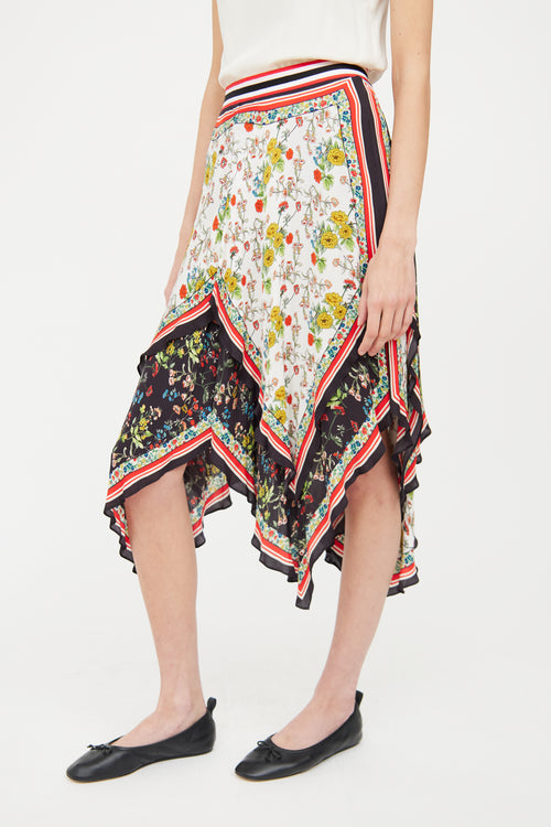 Alice + Olivia Layered Floral Scarf Skirt
