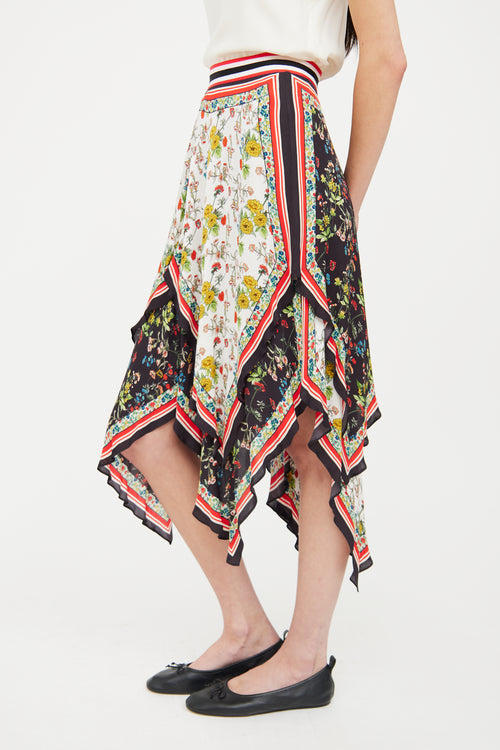 Alice + Olivia Layered Floral Scarf Skirt