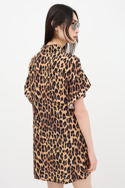 Alice + Olivia Printed Jude Ruffle Shirt Dress