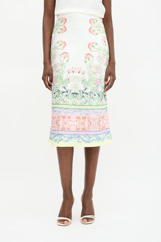 Alice + Olivia Satin Printed Midi Skirt
