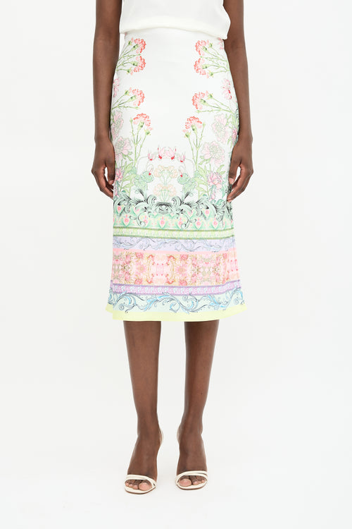 Alice + Olivia Satin Printed Midi Skirt
