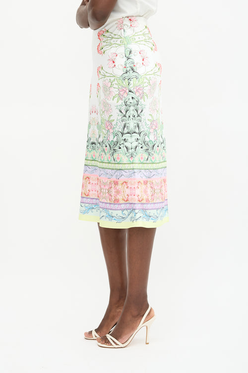 Alice + Olivia Satin Printed Midi Skirt