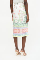 Alice + Olivia Satin Printed Midi Skirt