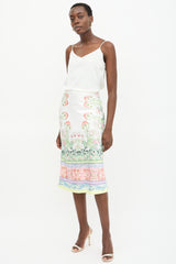 Alice + Olivia Satin Printed Midi Skirt
