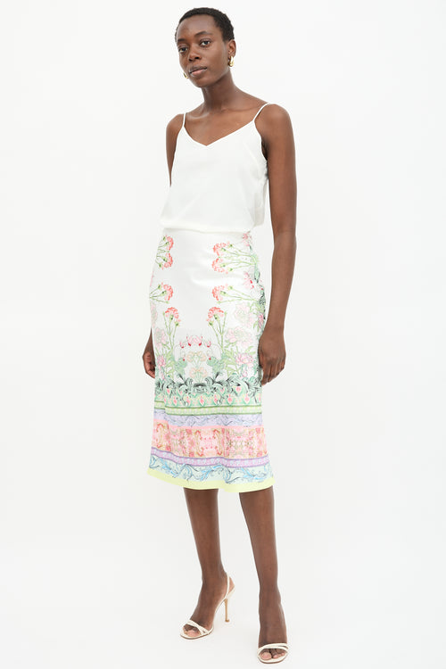 Alice + Olivia Satin Printed Midi Skirt
