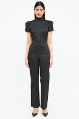 Alice + Olivia Textured Mock Neck Jumpsuit