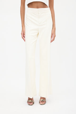 Alice + Olivia White Faux Leather Flared Pant